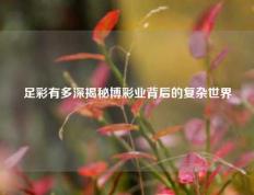 足彩有多深揭秘博彩业背后的复杂世界