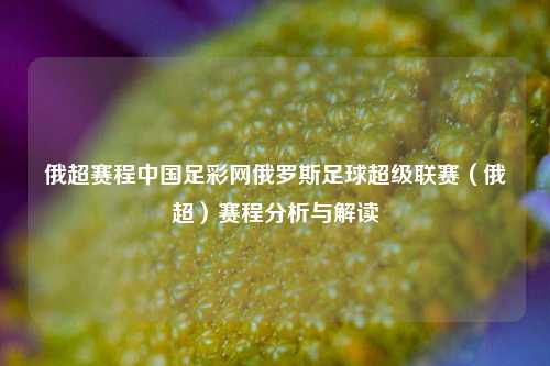 俄超赛程中国足彩网俄罗斯足球超级联赛（俄超）赛程分析与解读
