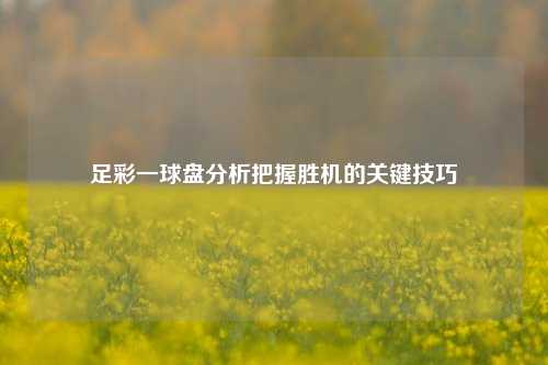 足彩一球盘分析把握胜机的关键技巧