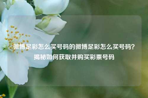 微博足彩怎么买号码的微博足彩怎么买号码？揭秘如何获取并购买彩票号码