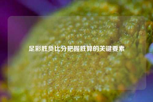 足彩胜负比分把握胜算的关键要素