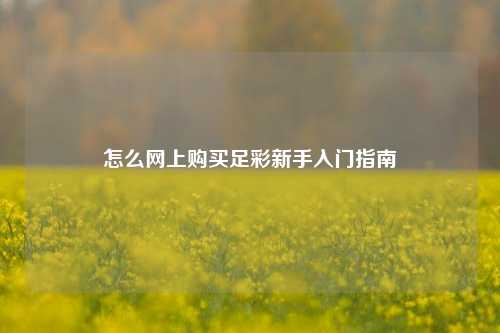 怎么网上购买足彩新手入门指南