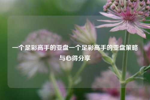 一个足彩高手的亚盘一个足彩高手的亚盘策略与心得分享