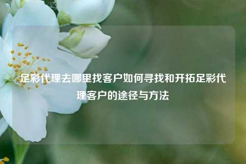 足彩代理去哪里找客户如何寻找和开拓足彩代理客户的途径与方法