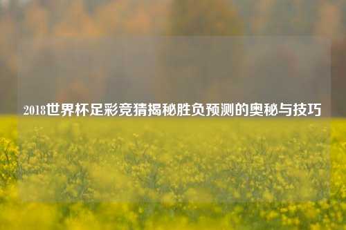 2018世界杯足彩竞猜揭秘胜负预测的奥秘与技巧